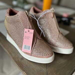 Juicy Couture Pink and Gold Wedge Sneakers